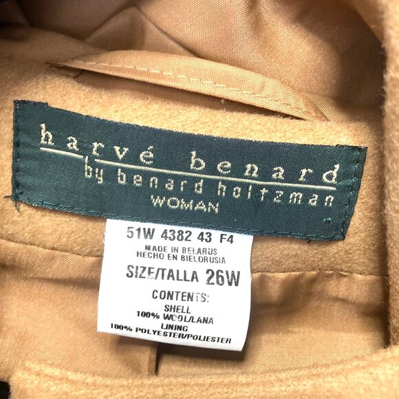Vintage Harve Benard Wool Toggle Jacket Womens 26W Mid Length Tan Hood Pea Coat - Picture 10 of 16